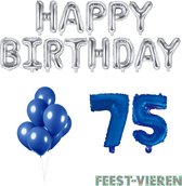 75 jaar Verjaardag Versiering Ballon Pakket Blauw & Zilver