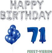 71 jaar Verjaardag Versiering Ballon Pakket Blauw & Zilver