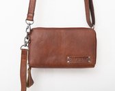 Bag2Bag Schoudertasje / Clutch / Portemonnee met dubbele rits Gibson Tan Cognac