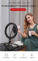 Ringlamp incl telefoonhouder / afstandsbediening - 26 cm/10 inch - Ringlight - USB - flitser - Ring lamp - Vlog - Make-up light - Studiolamp