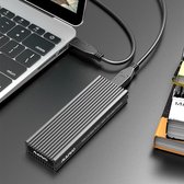 Maiwo K1687P2 Externe USB-C behuizing voor M.2 SATA & NVMe - SSD naar USB3.1 GEN2 - M-Key & B-Key ondersteuning - 6 Gbps SATAIII - 10 Gbps - Zwart