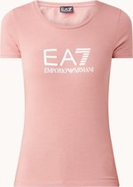 Emporio Armani EA7 Trainings T-shirt met logoprint - Roze - Maat XL