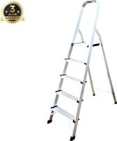 MARK TOOLS Huishoudtrap Keukentrap - 5 Treden - Huishoudladder Inklapbaar - Trapladder Opvouwbaar - Anti-Slip