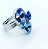 POP  Verstelbaar Ring  Handgemaakt - Italiaans design met SWAROVSKI ELEMENTS™ -Juweel gemaakt van gerhodineerd materiaal.