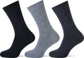 Teckel dames sokken katoenen sokken 3-pack kleur: antraciet, grijs, licht grijs - maat: 36-42