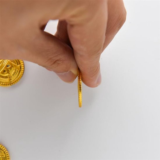Byhoo 100 stuks metalen gouden munten, DND-piratenmunten, stressverminderend gereedschap, met fluwelen zakje met trekkoord voor bordspellen