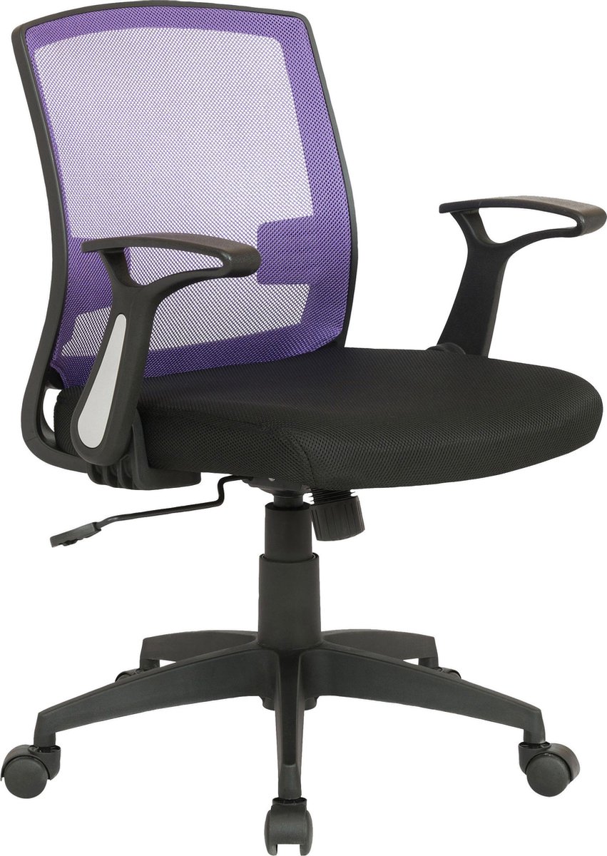 Bureaustoel - Kantoorstoel - Mobiel - Verstelbare armleuning - Microvezel - Paars/zwart - 62x52x97 cm