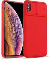 GSMNed – iPhone XS Max Rood  – hoogwaardig siliconen Case Rood – iPhone XS Max Rood – hoesje voor iPhone Rood – shockproof – camera bescherming