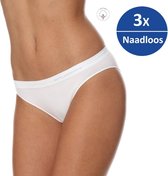 Brubeck Dames Ondergoed Slip model Bikini - Naadloos Elastisch Katoen - 3 Pack - Wit M