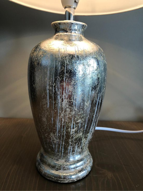 Tafellamp Segura zilver/crème 41cm - decoratie - sfeer - verlichting -  tafel - lamp -... | bol.com