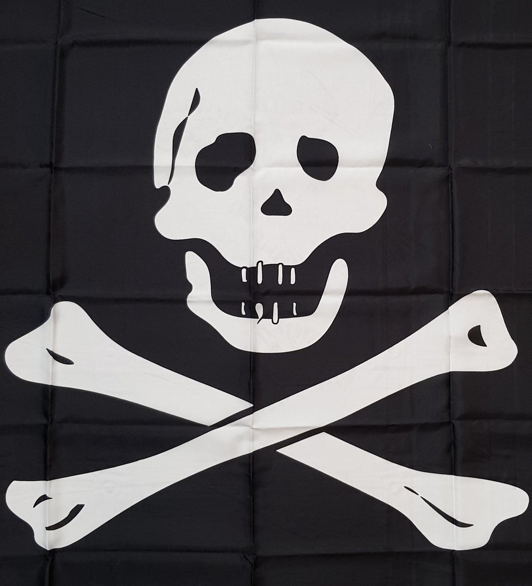 Piratenvlag 2LIF, afmeting 90 x 150cm, met ringen voor bevestiging aan één zijde.