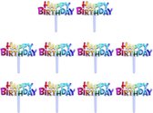 PartyGoodz - 10 Stuks Taart/Cupcake Topper - Happy Birthday - Verjaardag - Rainbow Topper - Herbruikbaar