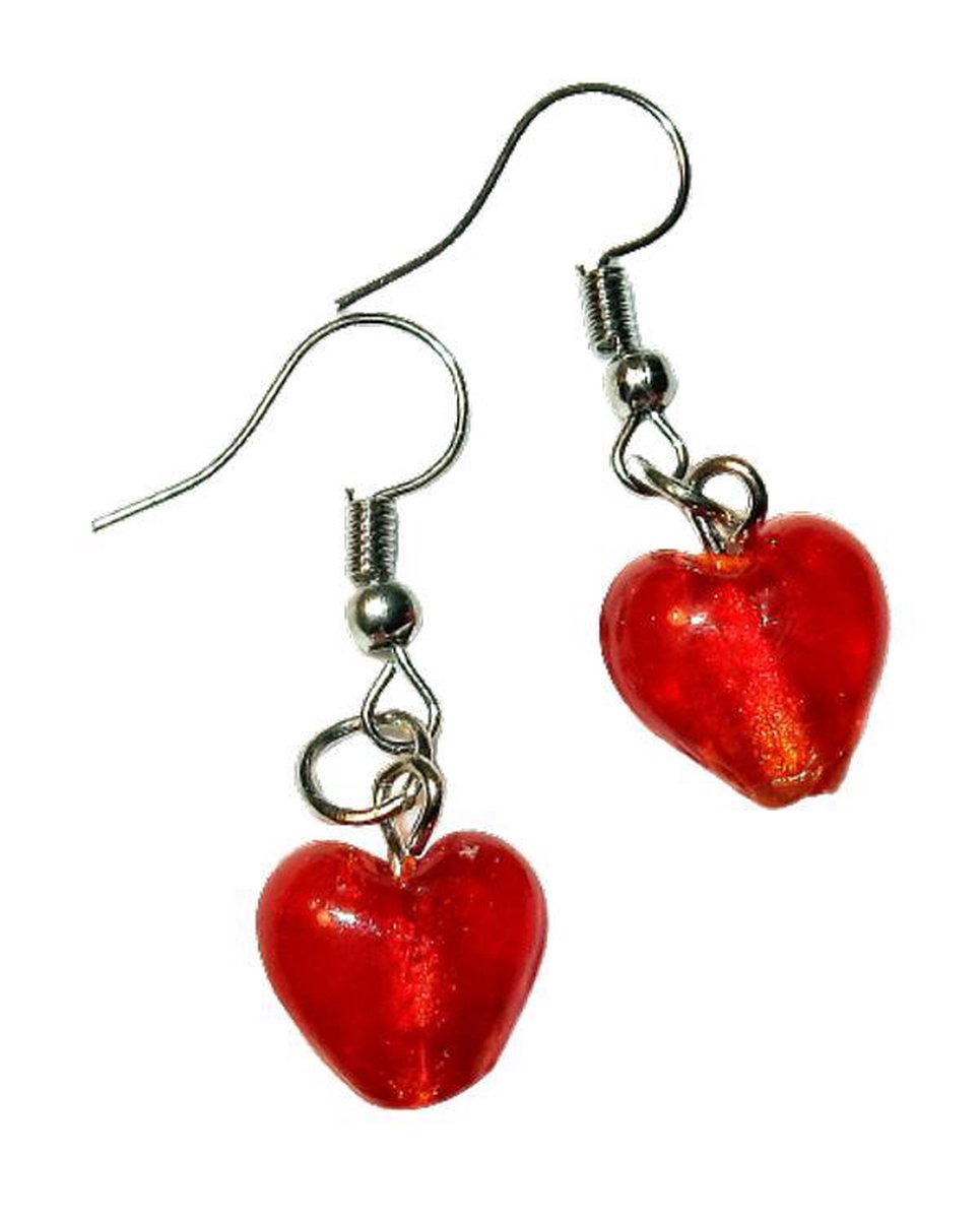 Murano hartje oorhanger rood