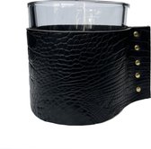 B-Cause Waxinehouder XL leer zwart croco studs goud
