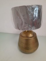 Mooie Goud Metalen Lamp Met Velvet Kap- Lichtgrijs