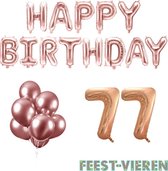 77 jaar Verjaardag Versiering Ballon Pakket Rosé Goud