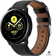 Leer Smartwatch bandje - Geschikt voor  Samsung Galaxy Watch Active / Active2 bandje leer - strak zwart - Strap-it Horlogeband / Polsband / Armband