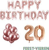 20 jaar Verjaardag Versiering Ballon Pakket Rosé Goud