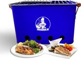 Vikkieerin.nl - Draagbare Houtskool BBQ - rechthoekig - blauw - Compacte Barbecue om mee te nemen