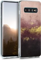 kwmobile telefoonhoesje voor Samsung Galaxy S10 - Hoesje voor smartphone in goud / oudroze / zwart - Metaal Graniet design