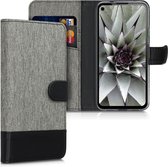 kwmobile telefoonhoesje voor Google Pixel 4a - Hoesje met pasjeshouder in grijs / zwart - Case met portemonnee