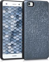kwmobile hoesje voor Huawei P8 Lite (2015) - Hybride telefoonhoesje - Back cover in blauwgrijs / zwart - Mozaïek Print design