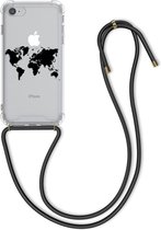 kwmobile telefoonhoesje voor Apple iPhone 7 / 8 / SE (2020) - Hoesje met koord in zwart / transparant - Back cover voor smartphone