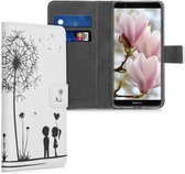 kwmobile telefoonhoesje voor Huawei Enjoy 7S / P Smart (2017) - Hoesje met pasjeshouder in zwart / wit - Paardenbloemen Liefde design