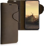 kalibri telefoonhoesje geschikt voor Xiaomi Mi 10T / Mi 10T Pro - Hoesje met pasjeshouder en standaard - bruin - Wallet case