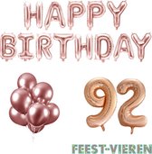 92 jaar Verjaardag Versiering Ballon Pakket Rosé Goud