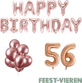 56 jaar Verjaardag Versiering Ballon Pakket Rosé Goud