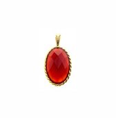 Silventi 9SIL-21095 Zilveren Hanger - Dames - Rood Agaat - 28 x 21 mm - Vast hangoog - Gold plated (Verguld / Goud op Zilver)