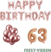 63 jaar Verjaardag Versiering Ballon Pakket Rosé Goud