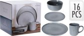 Serviesset 16 delig Manhattan - Serviesset - Serviesset 4 persoons - Servies set blauw/ grijs - Grijs Blauw servies