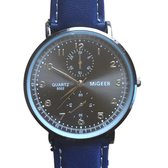 Horloge MiGEER- blauw- 4 cm-Charme Bijoux