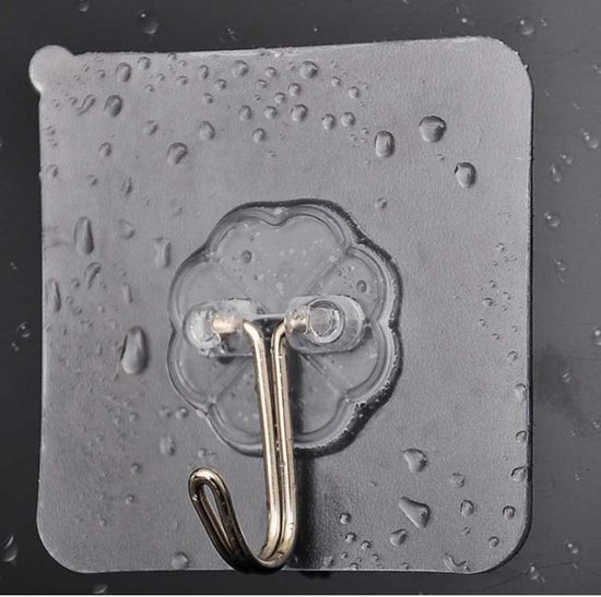Zelfklevende haakjes rvs keuken/badkamer/kleding/ophang - zwart - 2x