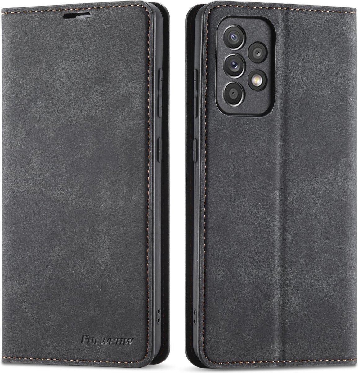 Luxe PU leren Bookcase voor Samsung Galaxy A52 | Hoogwaardig Leren Hoesje | Telefoonhoesje | Portemonnee | Zwart