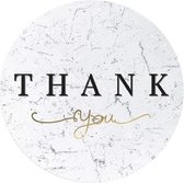 Sluitsticker Groot - Sluitzegel – Thank you | Goud – Wit – Zwart | Marmer – Gemarmerd | Sierlijk | Bedank kaart | Bedankje – Dankjewel | Envelop sticker | Cadeau – Gift – Cadeauzak