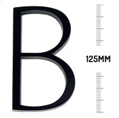 B Amato Noir Black nr. B - 125mm - zwart modern huisnummer - huisnummer zwart - zwevend huisnummer zwart - nummer b - afstand van muur -
