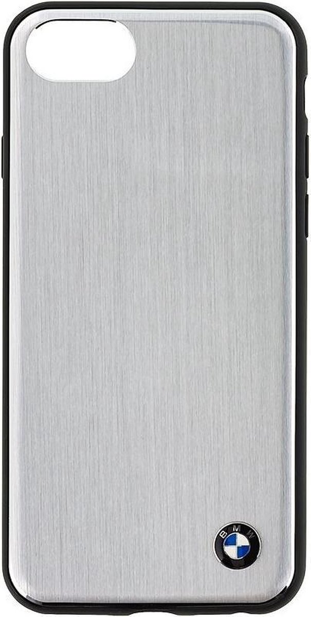 Metalic design BMW back cover met stevige soft silicone rand voor iPhone 6 7 8 - Echt geborsteld aluminium