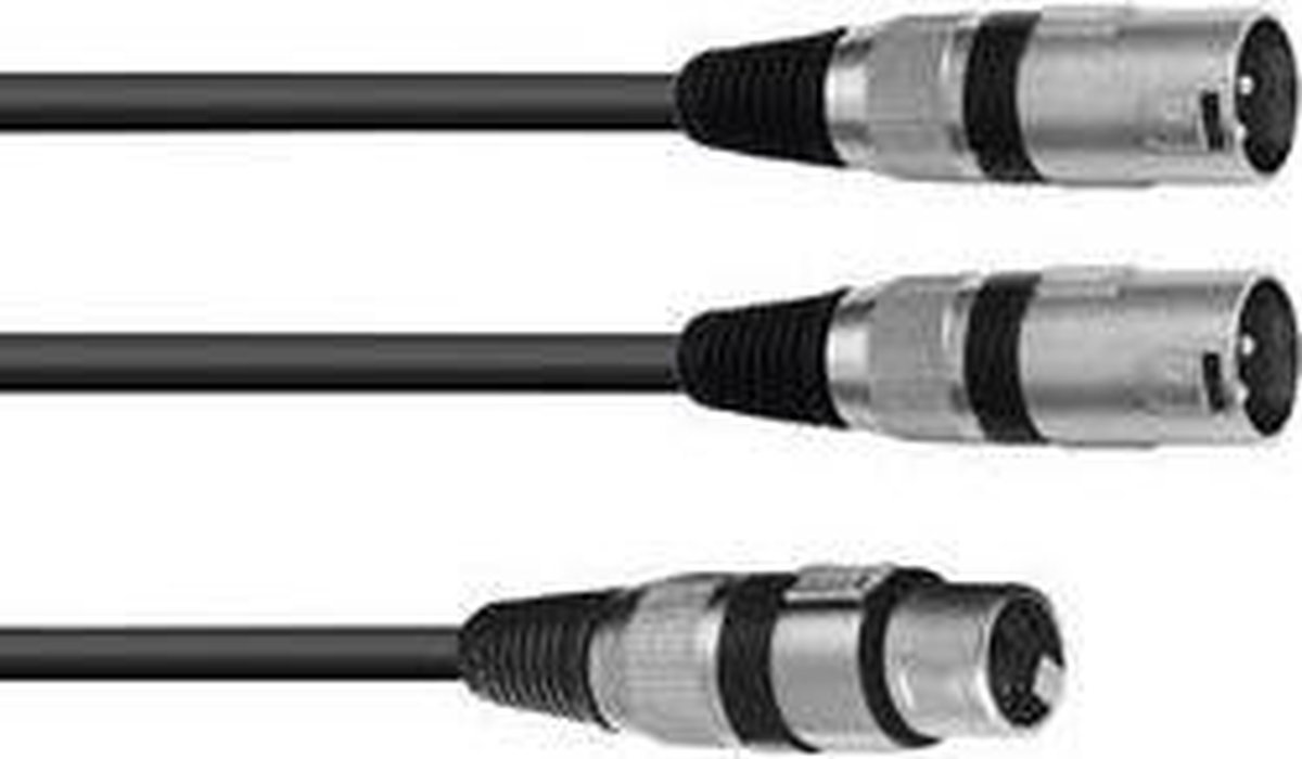 Omnitronic 30225203 XLR Adapterkabel [1x XLR-bus 3-polig - 2x XLR-stekker 3-polig] 0.50 m Zwart