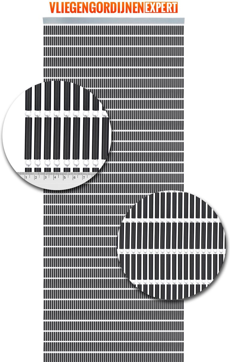 Vliegengordijnenexpert Hulzen - Vliegengordijn - 100x240 cm - Antraciet