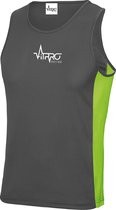 FitProWear Contrast Sporthemd Heren - Grijs/Groen - Maat L - Sporthemd - Sportshirt - Mouwloos shirt - Sportkleding - Fitness hemd - Fitnesskleding - Singlet - Tanktop - Stringer - Sporttop -