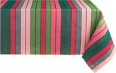 Kleurmeester.nl | Tafelkleed Eugenie - Katoen-linnen | 170 cm x 170 cm | Groen / Roze Gestreept