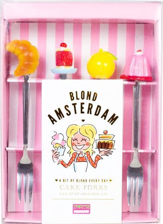 vonk vee Verzorger Blond Amsterdam – Even Bijkletsen - Cake Set Gebaksvorkjes | bol.com
