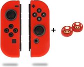 Gadgetpoint! | Nintendo Switch & Lite | Siliconen Joy-Con Controller Hoesjes + Thumbgrips (1 Set = 2 Thumbgrips) | Grip | Rood + Toad Rood met Wit
