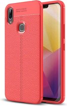 Litchi Texture TPU beschermhoes voor Vivo X21i (rood)