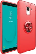 lenuo schokbestendige TPU-hoes voor Samsung Galaxy J6 Plus, met onzichtbare houder (rood)