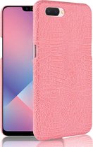 Voor Oppo A12e Shockproof Crocodile Texture PC + PU Case (roze)
