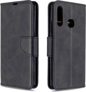 Voor Galaxy A70e retro lamsvacht textuur pure kleur horizontale flip pu lederen case met houder & kaartsleuven & portemonnee & lanyard (zwart)